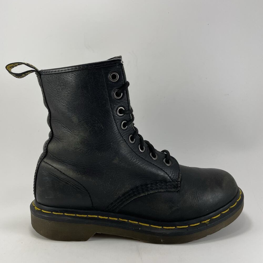Dr. Martens Doc 1460 Combat Boots Womens Size 7 Black Leather Lace Up 8-Eye